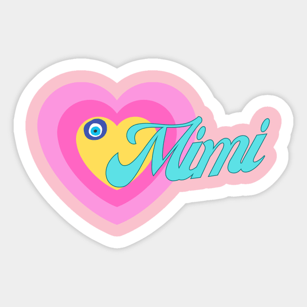 Mimi in Colorful Heart Illustration Sticker by jetartdesign
